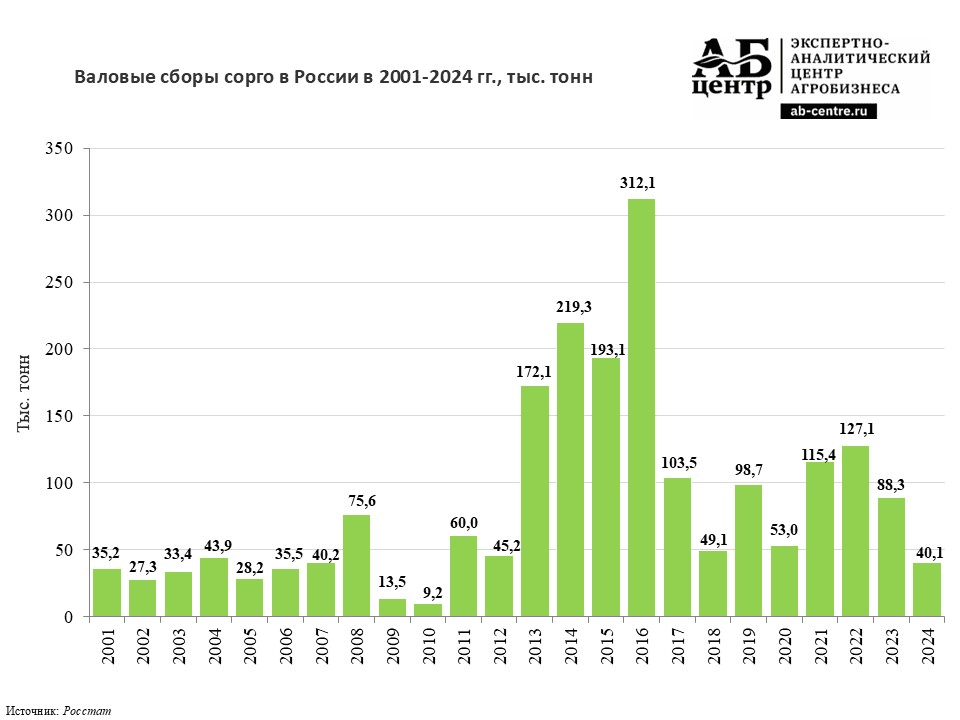 Сборы сорго в России в 2024 году упали на 54,5%